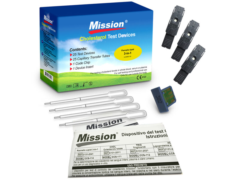 Mission® 3 in 1 lipīdu paneļa tests + kapilārās mēģenes 35 µL, 25 gab.