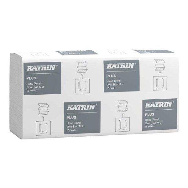 Roku papīra salvetes KATRIN Plus, One Stop M2, 2-slāņu, 144 loksnes/pac, balta, 21 paciņa 87303